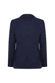 Orta Lacivert Relaxed Fit Rahat Kesim Klasik Desenli Kaşmir Ceket