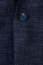 Orta Lacivert Relaxed Fit Rahat Kesim Klasik Desenli Kaşmir Ceket