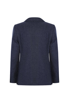 Orta Lacivert Relaxed Fit Rahat Kesim Kaşmir Desenli Klasik Ceket