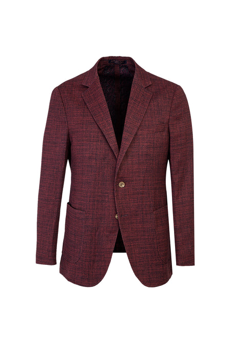 Kiremit Desenli Slim Fit Dar Kesim Ceket