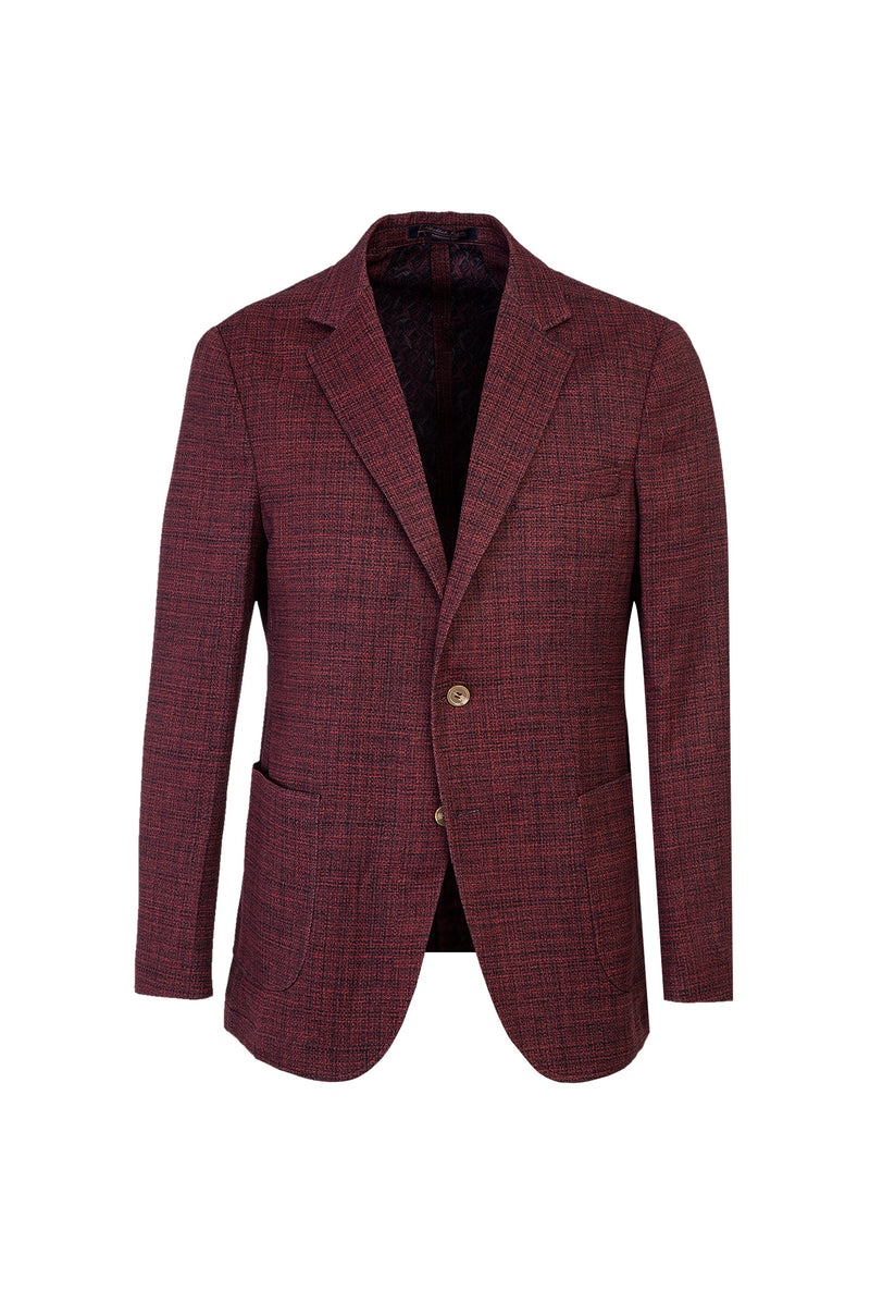 Kiremit Desenli Slim Fit Dar Kesim Ceket