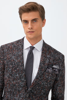 Koyu Bordo Slim Fit Dar Kesim Yünlü Desenli Ceket