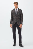 Koyu Bordo Slim Fit Dar Kesim Yünlü Desenli Ceket