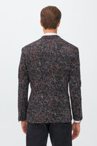 Koyu Bordo Slim Fit Dar Kesim Yünlü Desenli Ceket