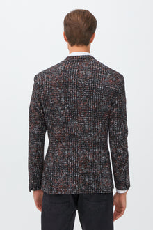 Koyu Bordo Slim Fit Dar Kesim Yünlü Desenli Ceket