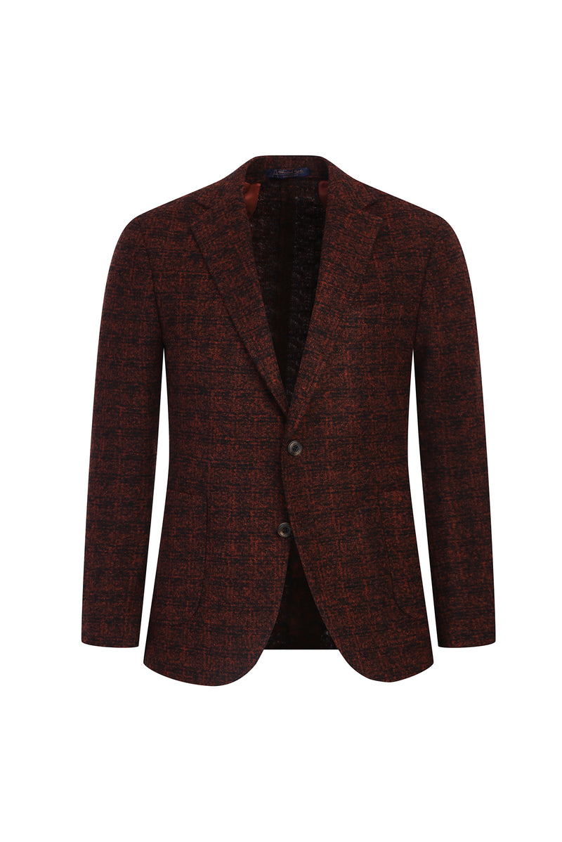 Kiremit Regular Fit Yünlü Desenli Ceket