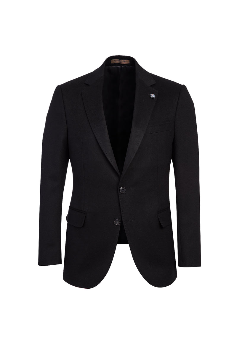 Açık Siyah Regular Fit Klasik Kaşmirli Ceket