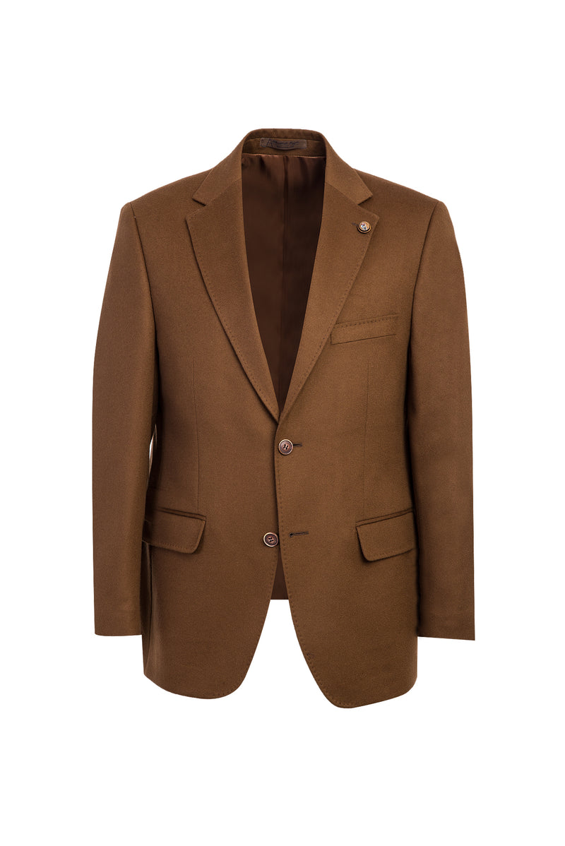 Orta Kahve Relaxed Fit Rahat Kesim Kaşmirli Klasik Ceket