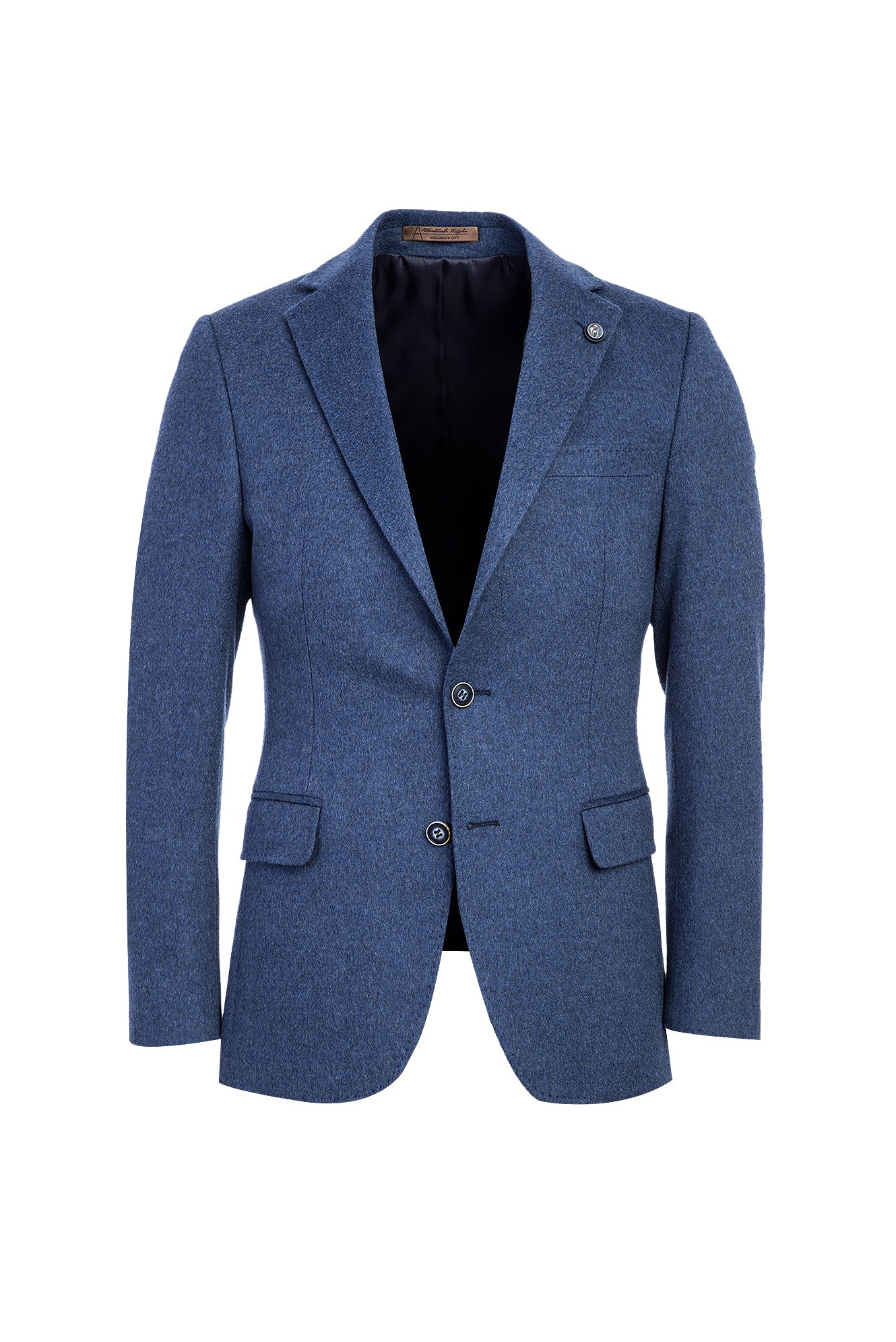 Açık Mavi Regular Fit Klasik Yünlü Kaşmir Ceket