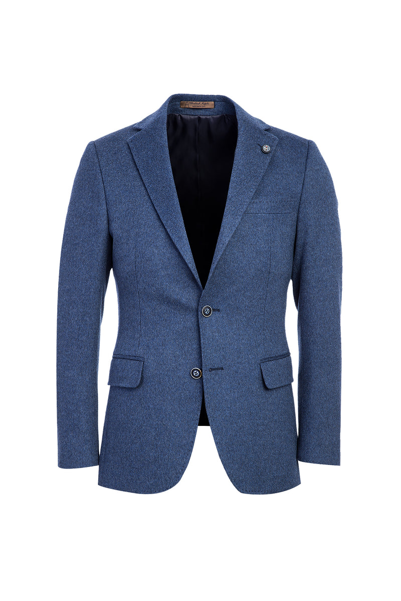 Açık Mavi Regular Fit Klasik Yünlü Kaşmir Ceket