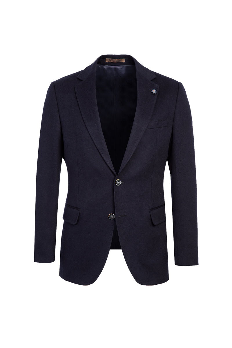 Orta Lacivert Regular Fit Klasik Kaşmirli Ceket