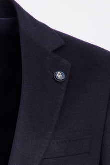 Orta Lacivert Slim Fit Dar Kesim Kaşmirli Ceket