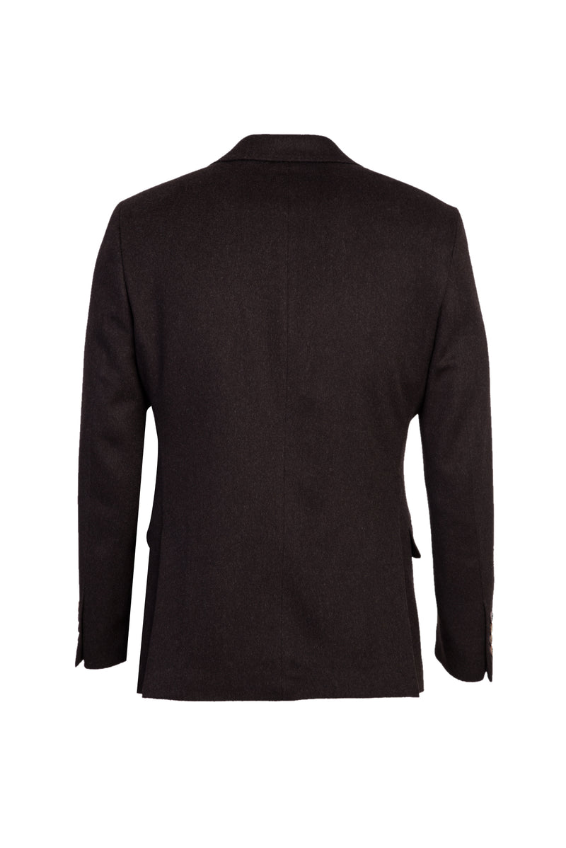 Koyu Kahve Regular Fit Klasik Kaşmirli Ceket