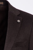 Koyu Kahve Relaxed Fit Rahat Kesim Kaşmirli Klasik Ceket