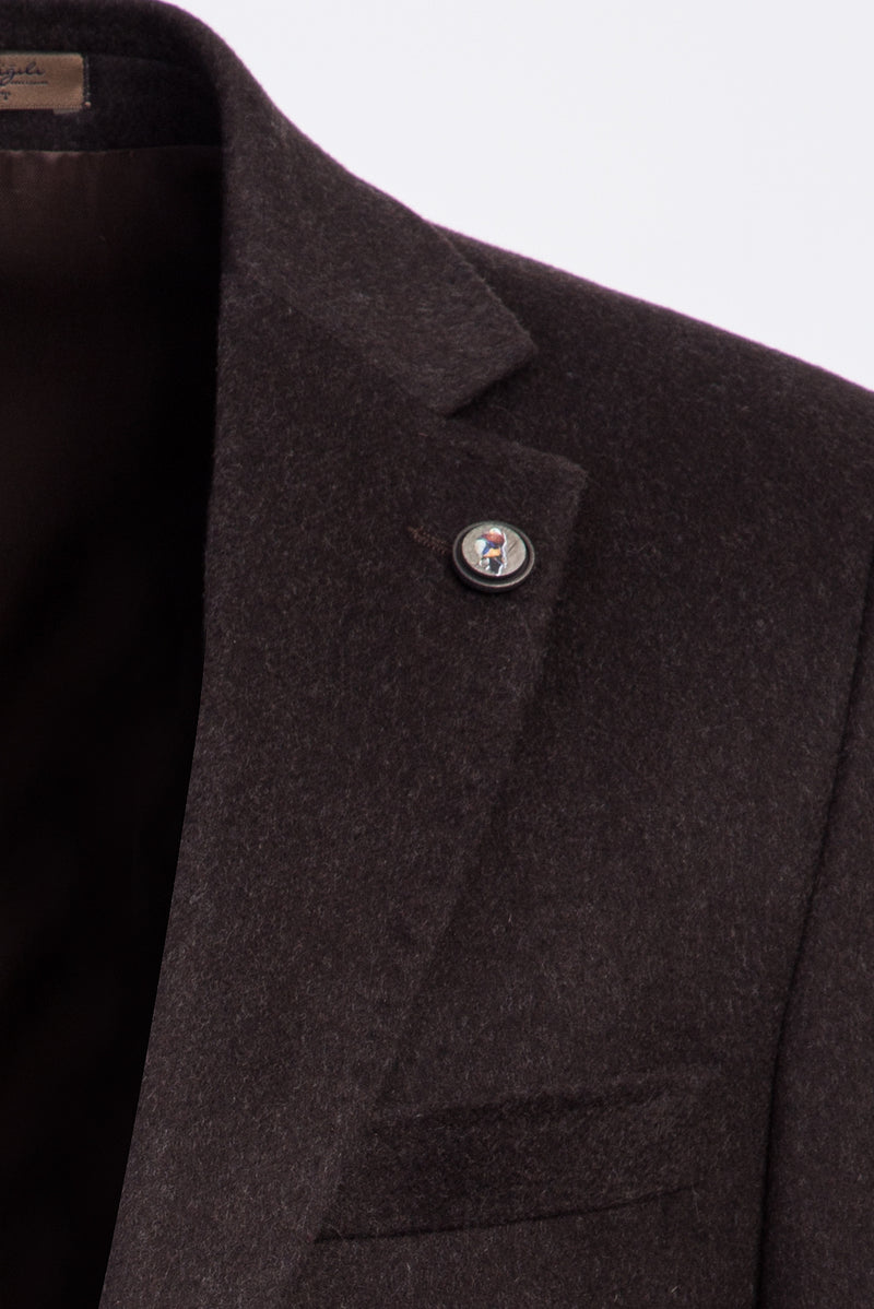 Koyu Kahve Relaxed Fit Rahat Kesim Kaşmirli Klasik Ceket