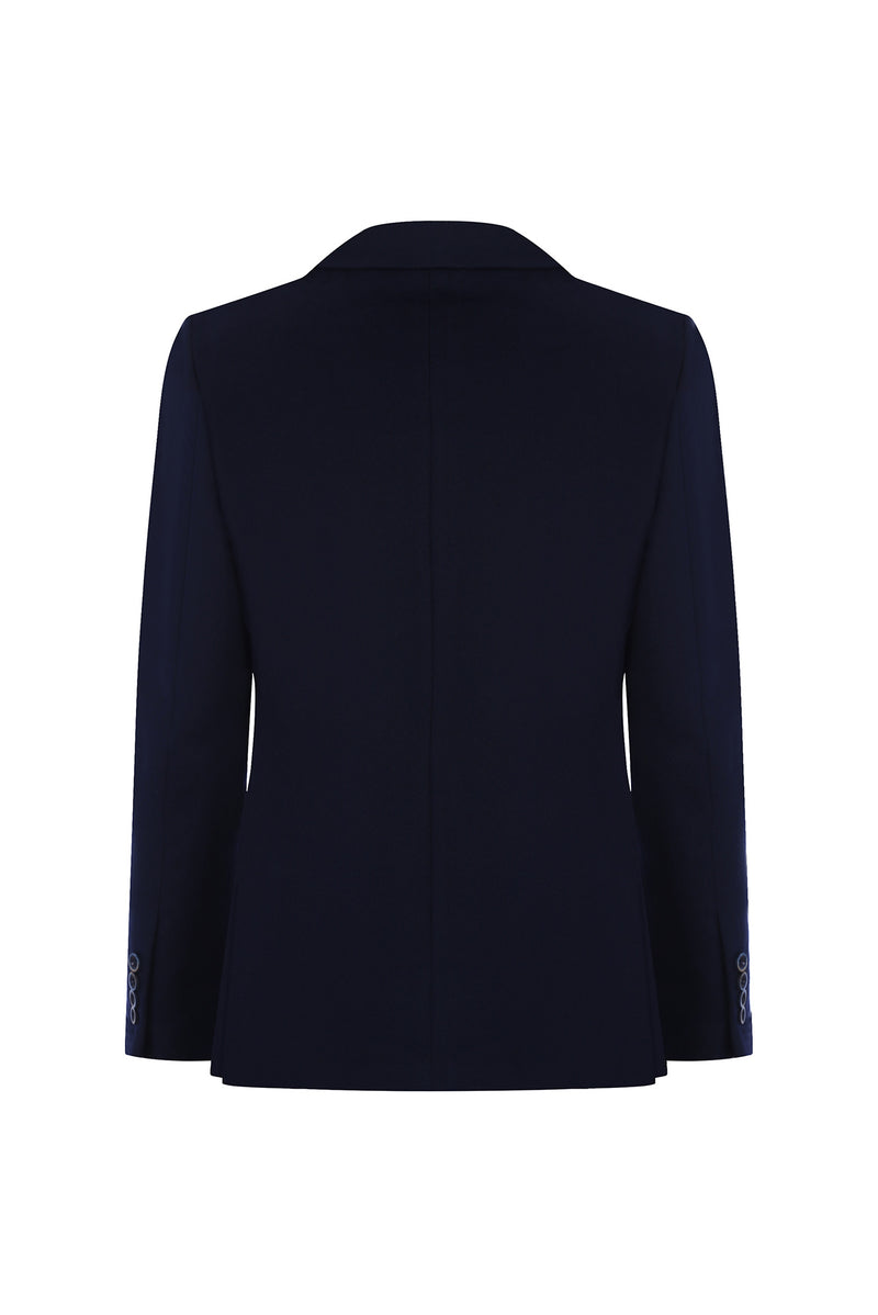 Orta Lacivert Slim Fit Dar Kesim Kaşmir Ceket