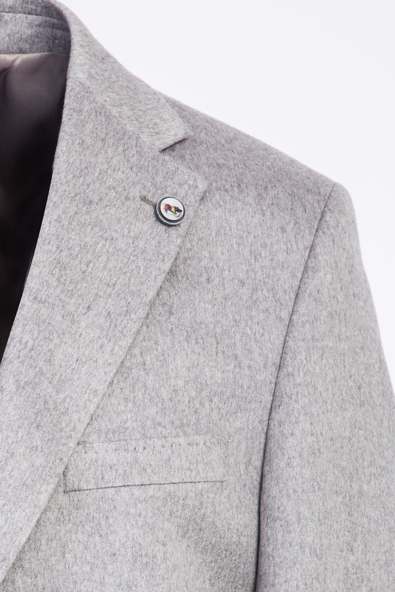 Açık Gri Relaxed Fit Rahat Kesim Kaşmir Klasik Ceket