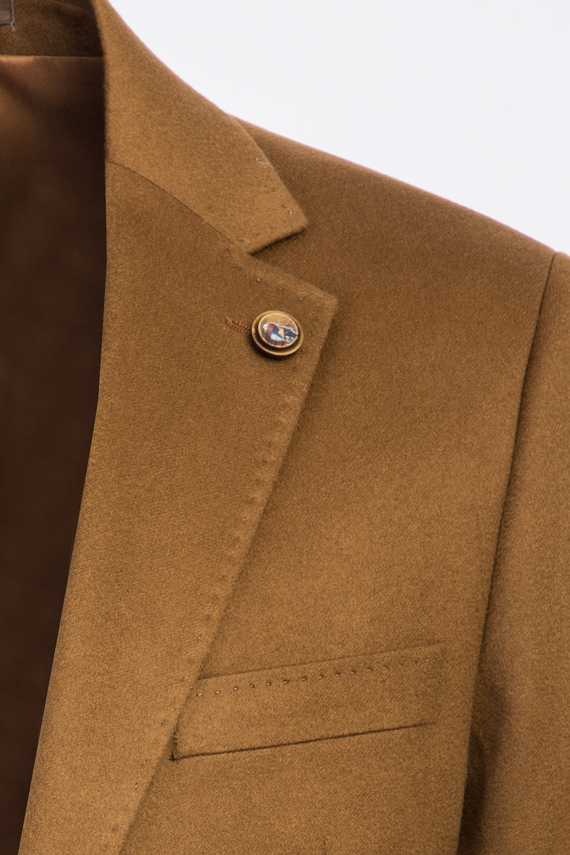 Camel Regular Fit İtalyan Kaşmir Klasik Ceket
