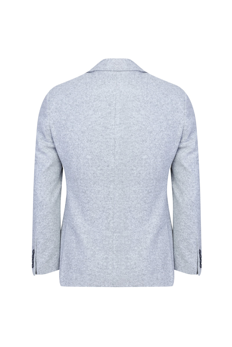 Açık Gri Slim Fit Dar Kesim Örme Ceket