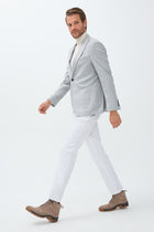 Açık Gri Slim Fit Dar Kesim Yünlü Örme Ceket