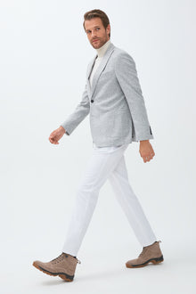 Açık Gri Slim Fit Dar Kesim Yünlü Örme Ceket