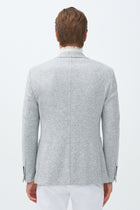 Açık Gri Slim Fit Dar Kesim Yünlü Örme Ceket