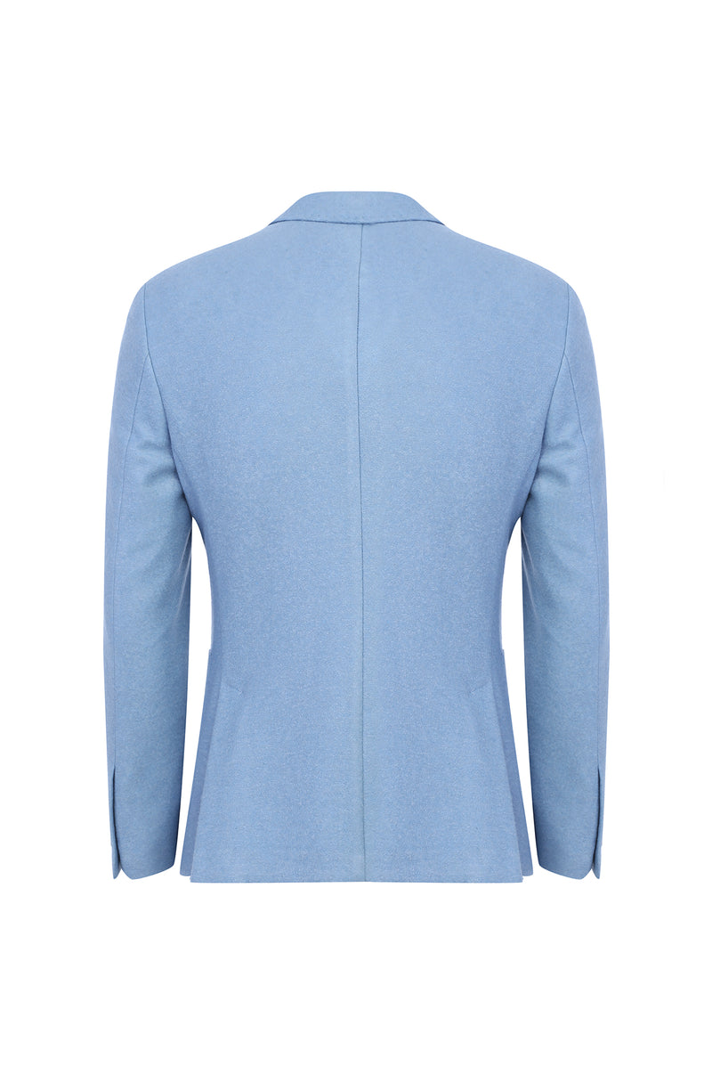Açık Mavi Slim Fit Dar Kesim Yünlü Örme Ceket