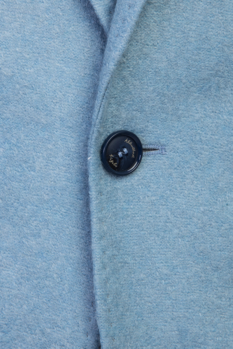 Açık Mavi Slim Fit Dar Kesim Yünlü Örme Ceket