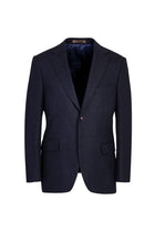 Koyu Lacivert Relaxed Fit Rahat Kesim Yünlü Desenli Klasik Ceket