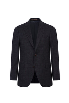 Koyu Antrasit Regular Fit Yünlü Desenli Klasik Ceket
