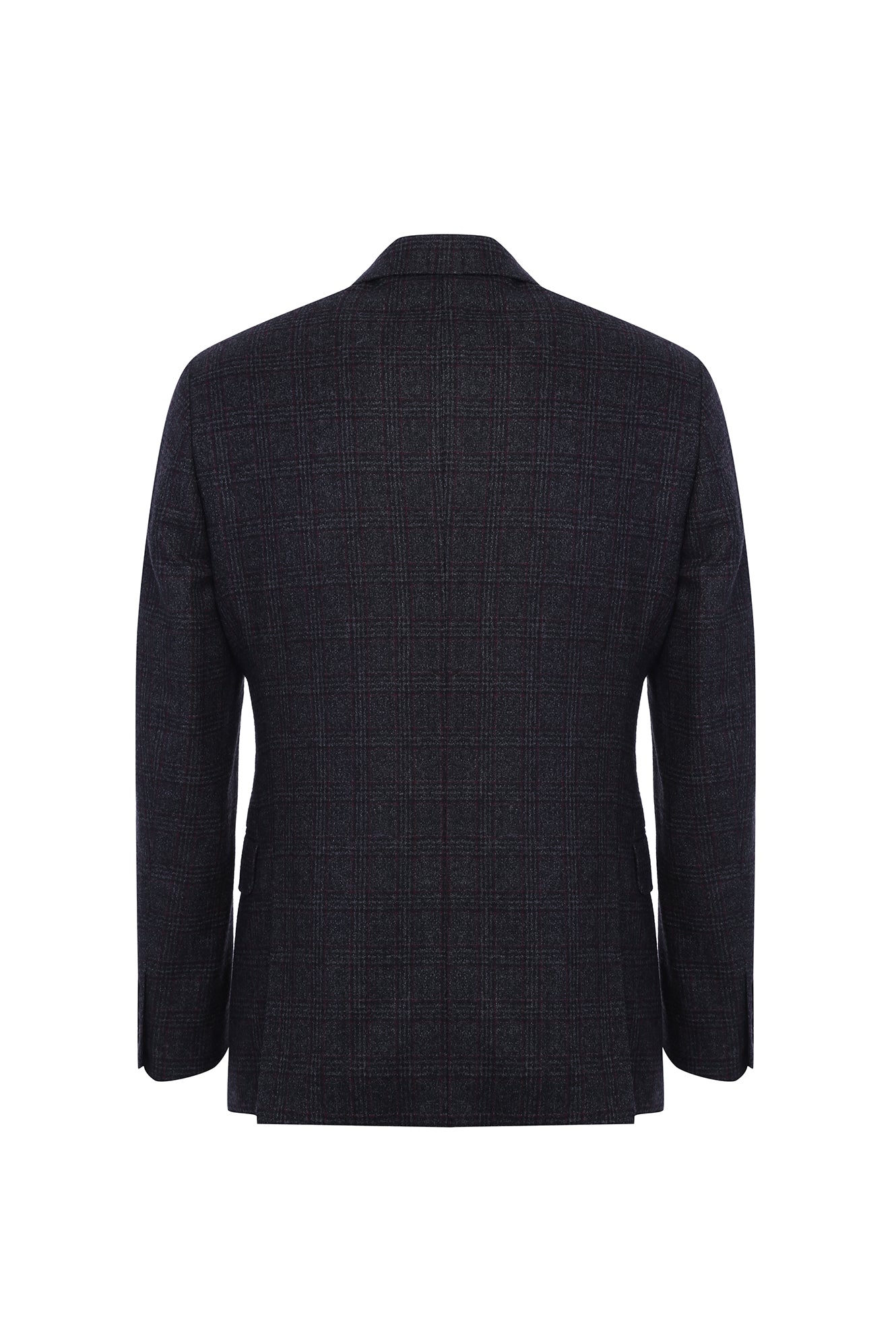 Koyu Antrasit Regular Fit Yünlü Desenli Klasik Ceket