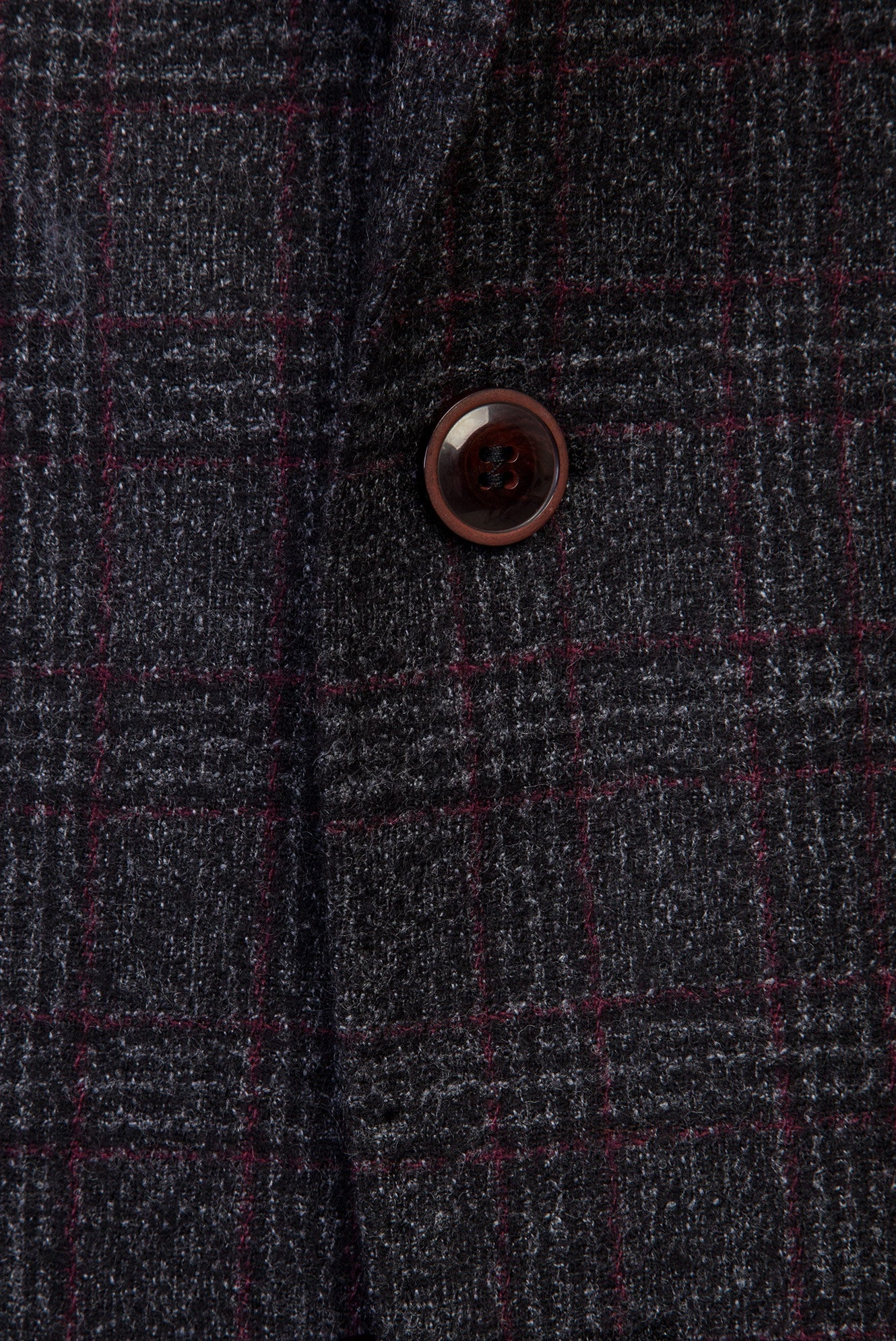 Koyu Antrasit Yünlü Klasik Desenli Ceket