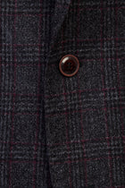 Koyu Antrasit Yünlü Klasik Desenli Ceket