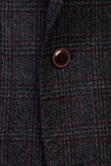 Koyu Antrasit Regular Fit Yünlü Desenli Klasik Ceket