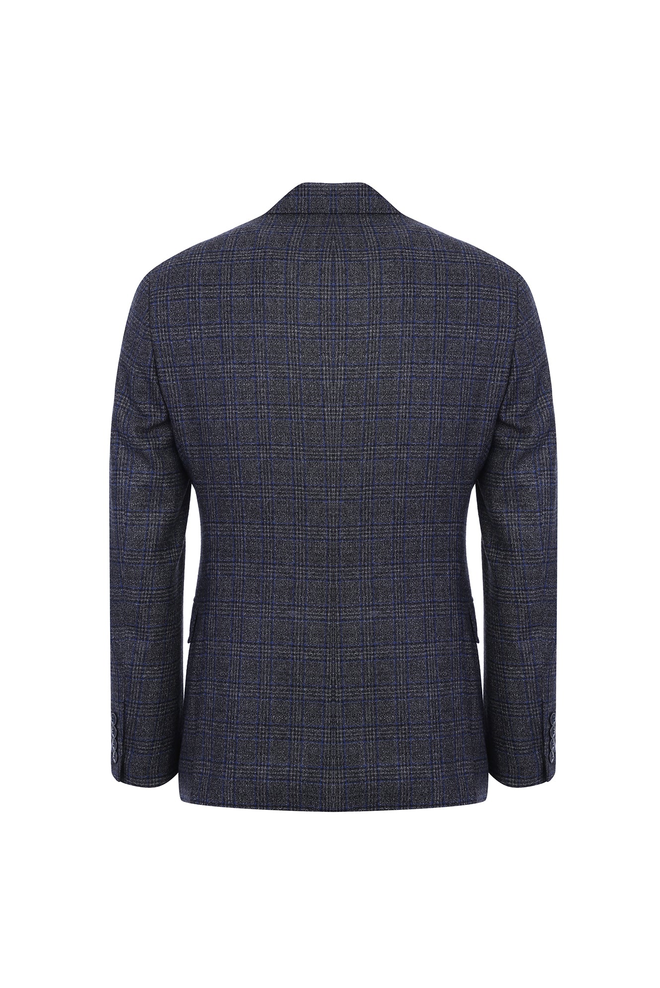 Koyu Füme Slim Fit Dar Kesim Kruvaze Yünlü Ceket