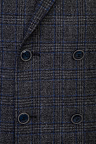 Koyu Füme Slim Fit Dar Kesim Kruvaze Yünlü Ceket