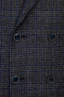 Koyu Füme Slim Fit Dar Kesim Kruvaze Yünlü Ceket