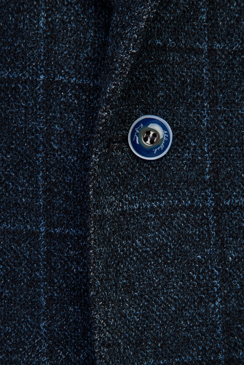 Koyu Lacivert Regular Fit Desenli Örme Pamuklu Ceket