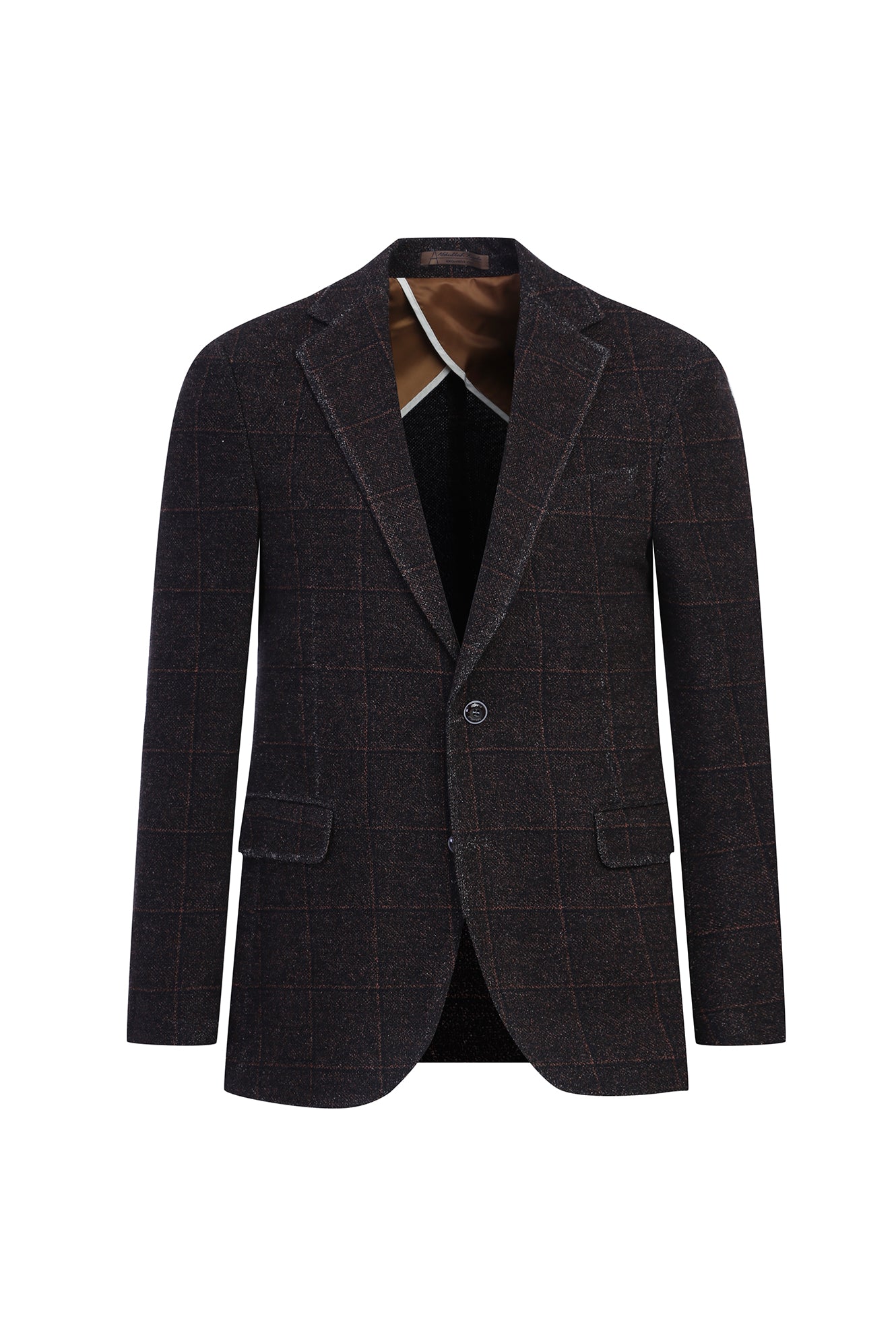 Kiremit Regular Fit Kareli Örme Ceket