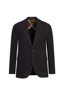 Kiremit Regular Fit Kareli Örme Ceket