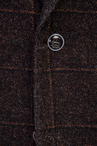 Kiremit Regular Fit Kareli Örme Ceket