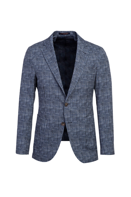 Koyu Lacivert Slim Fit Dar Kesim Desenli Ceket