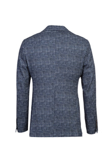 Koyu Lacivert Slim Fit Dar Kesim Desenli Ceket