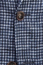 Koyu Lacivert Slim Fit Dar Kesim Desenli Ceket