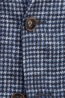 Koyu Lacivert Slim Fit Dar Kesim Desenli Ceket