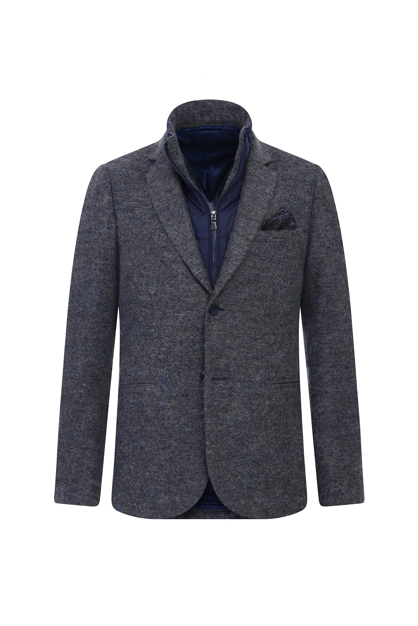 Açık Kahve  Slim Fit Dar Kesim Dik Yaka Yünlü Ceket