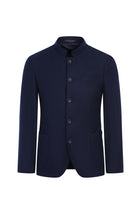 Koyu Lacivert Dik Yaka Slim Fit Dar Kesim Ceket