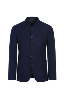 Koyu Lacivert Dik Yaka Slim Fit Dar Kesim Ceket