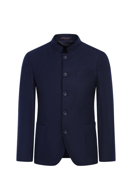 Koyu Lacivert Dik Yaka Slim Fit Dar Kesim Ceket