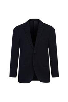 Orta Lacivert 7 Drop Slim Fit Dar Kesim Yünlü Örme Ceket-Abdullah Ki??l?